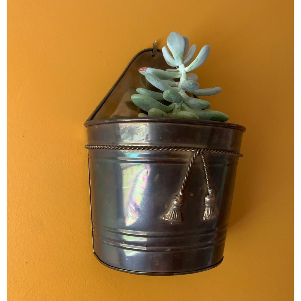 vintage brass rope detail hanging planter